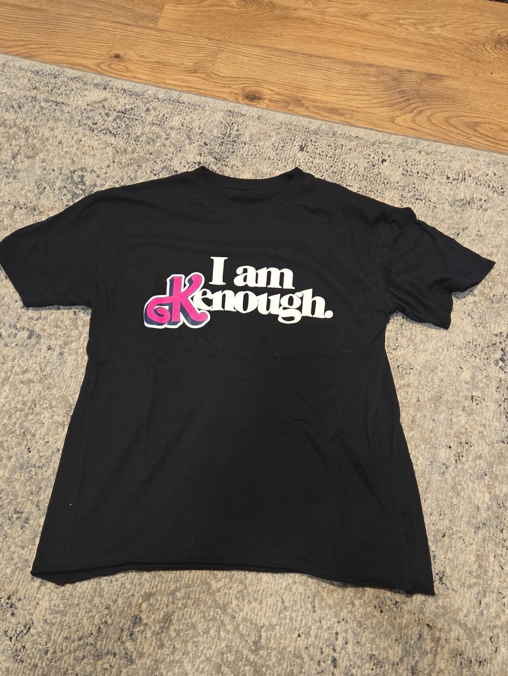 Mattel Black Graphic Tee with White and Pink Print